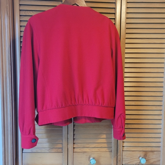 Peter Nygard Red & Black Wool Blend Jacket with Pockets - Picture 5 of 8